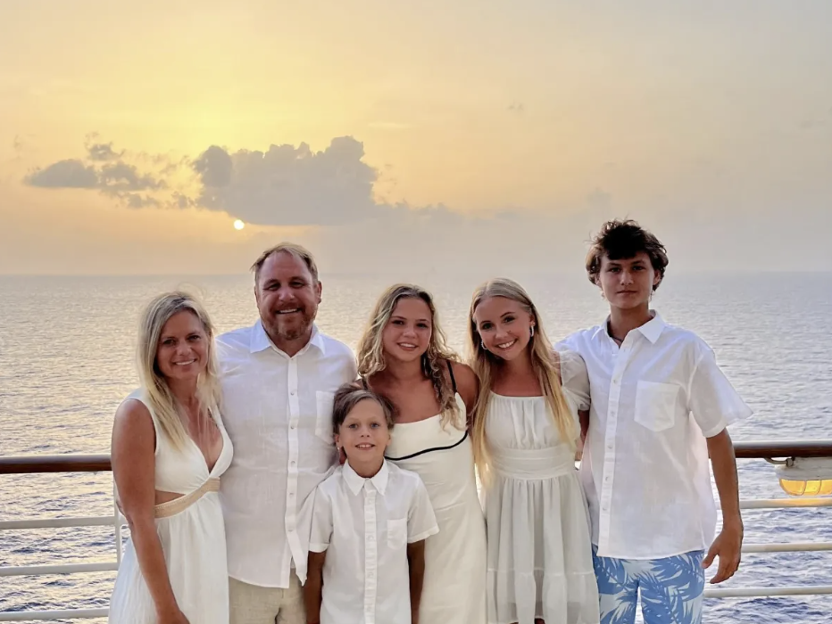 Brett Flint, Sarasota home inspector, with his wife and four children